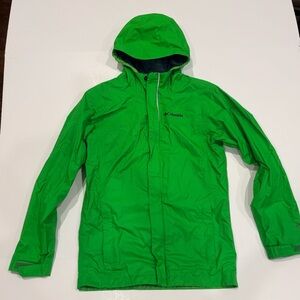 Kid’s Columbia Bright Green Hooded Rain Jacket Medium